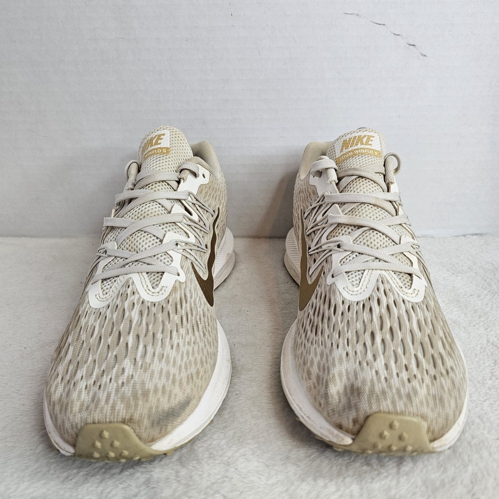 Nike Shoes Women's 9.5 Zoom Winflo 5 Beige Gold Athletic Running Shoes Sneakers - Picture 4 of 8